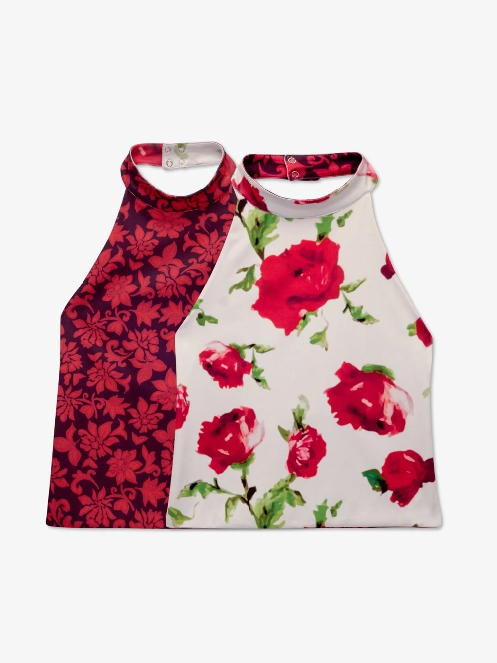 NWT Susmies Rosie Reversible Top in Red Black White Rose Floral Club Party Fun
